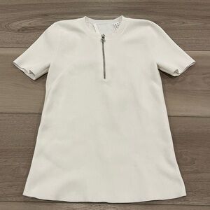 Helmut Lang Ribbed Knit Short Sleeve Quarter Zip Top size M